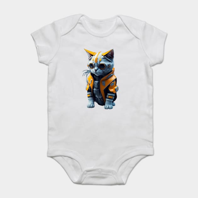 Cyberpunk Cat Baby Bodysuit by Basunat